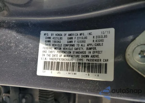 2016 Honda Accord Exl from USA, damaged, VIN 1HGCR2F83GA048593